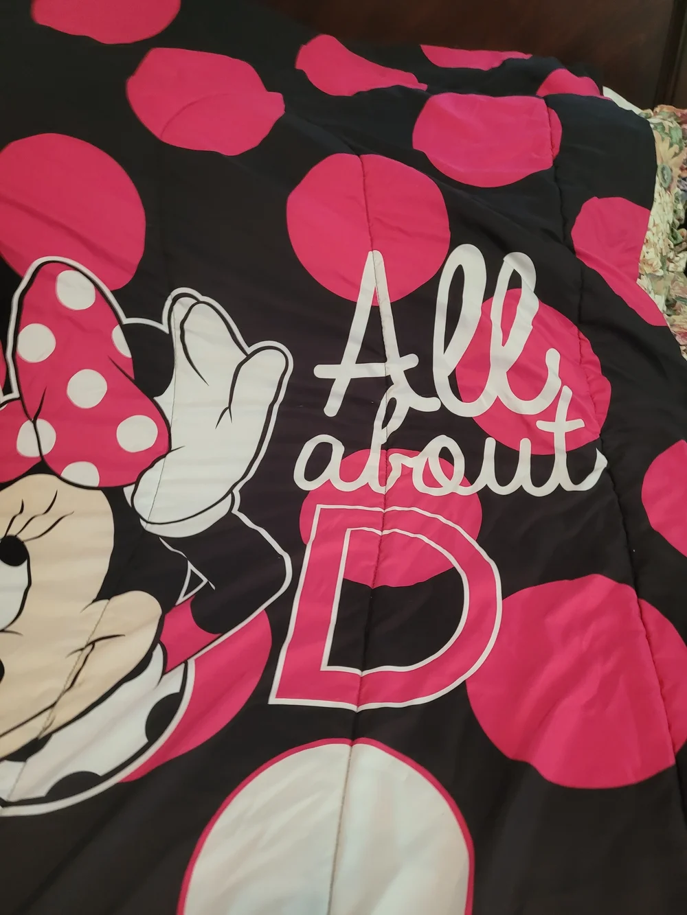 Disney Minnie Mouse Pink & Black Polka Dot Comforter